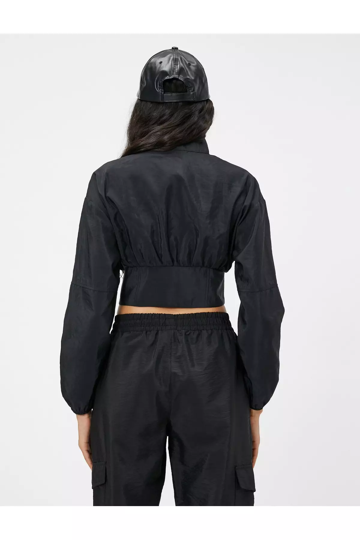 Stand Up Collar Crop Parachute Jacket
