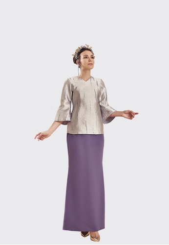 Buy Zoey Modern Kurung Kedah from Nadjwazo by LadyQomash in Grey and Purple and Silver at Zalora
