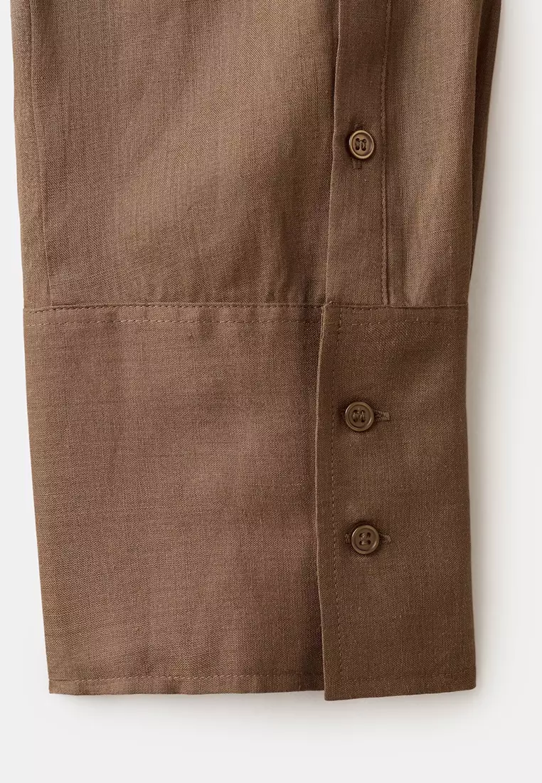 100% Ramie Tie-Front Blouse