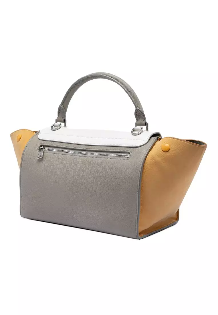 Buy CELINE Pre-Loved Celine Small Tricolor Leather Trapeze Satchel