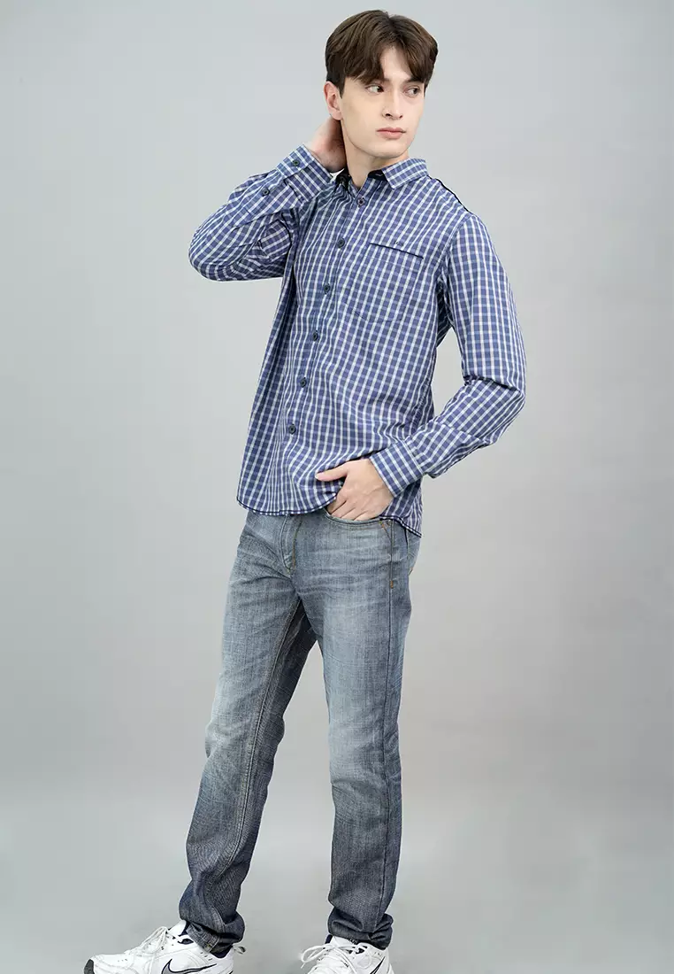LGS - Slim Fit - Rokka Collection - Kemeja Casual Pria - Motif Kotalk - Plaid Shirt - Multi - JSH