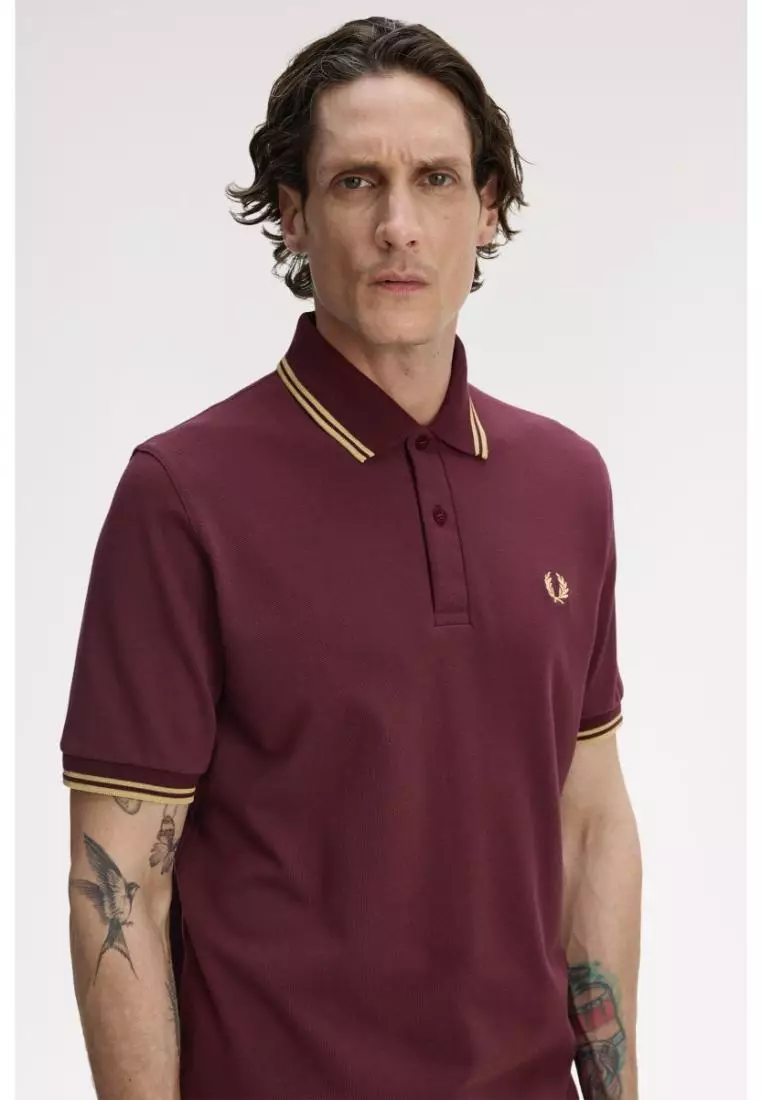 Fred Perry M12 Twin Tipped Fred Perry Shirt (Oxblood / Champagne)