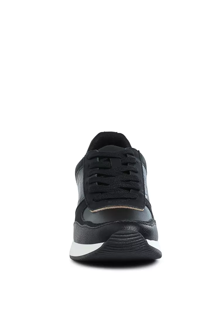 Chunky Wedge Heel Sneaker in Black