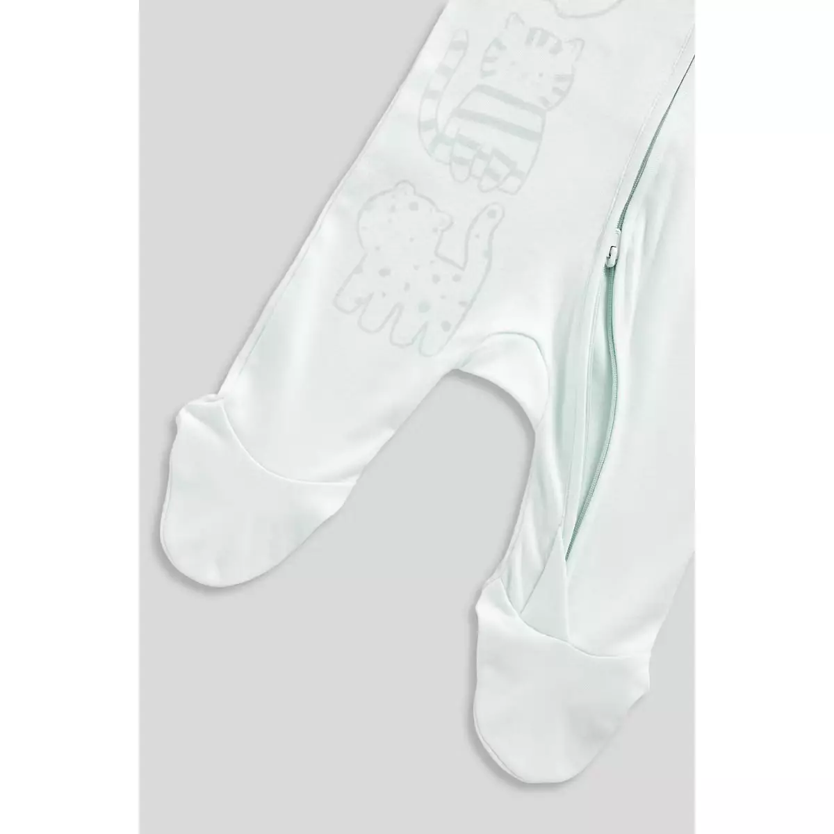 Mothercare Cat Zip-Up Sleepsuits - 2 Pack - Baju Tidur Bayi Perempuan (Hijau)