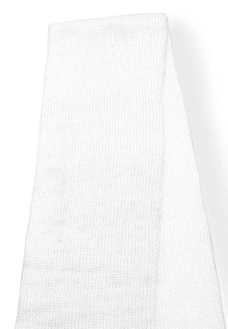 Syal Wanita Motif Polos Aksen Rumbai Shawl Rajut Lembut Fashion Women - Putih