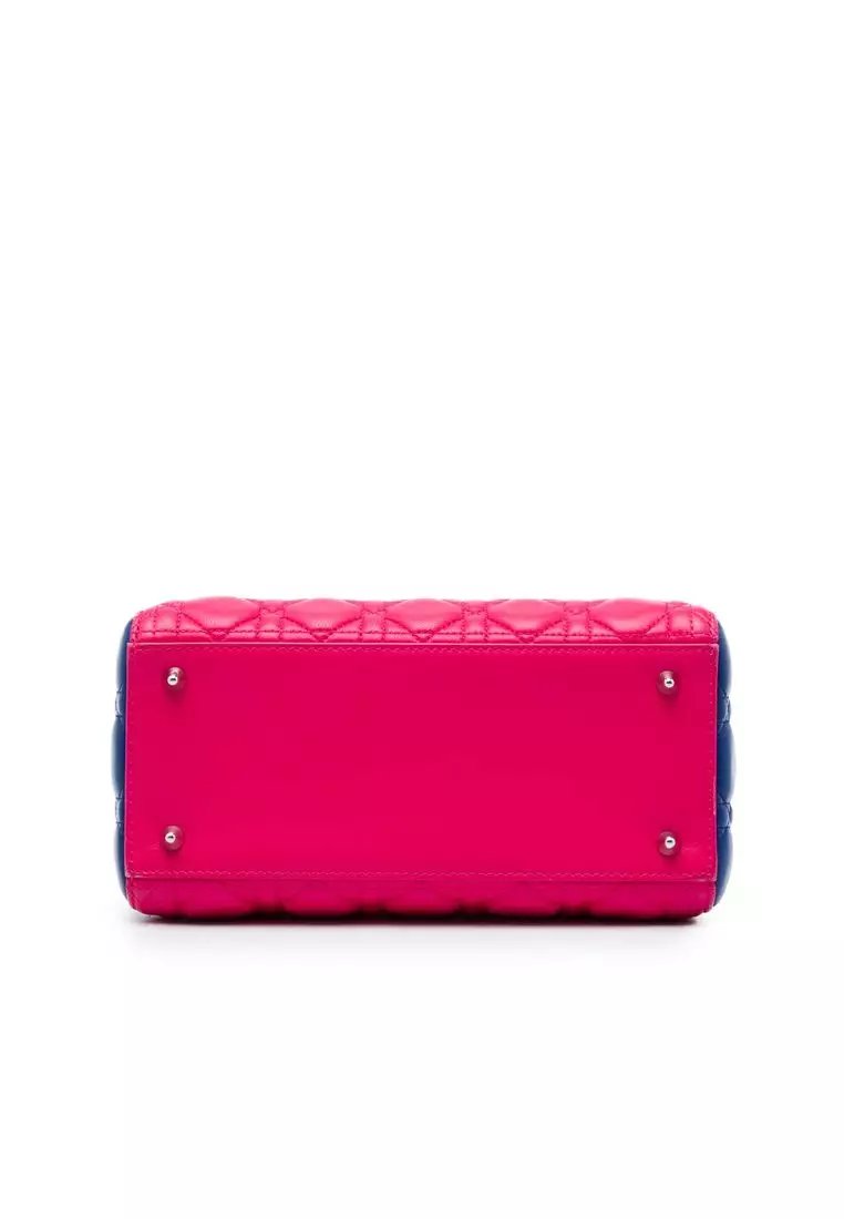 Pre-Loved Dior Medium Tricolor Lambskin Cannage Lady Dior