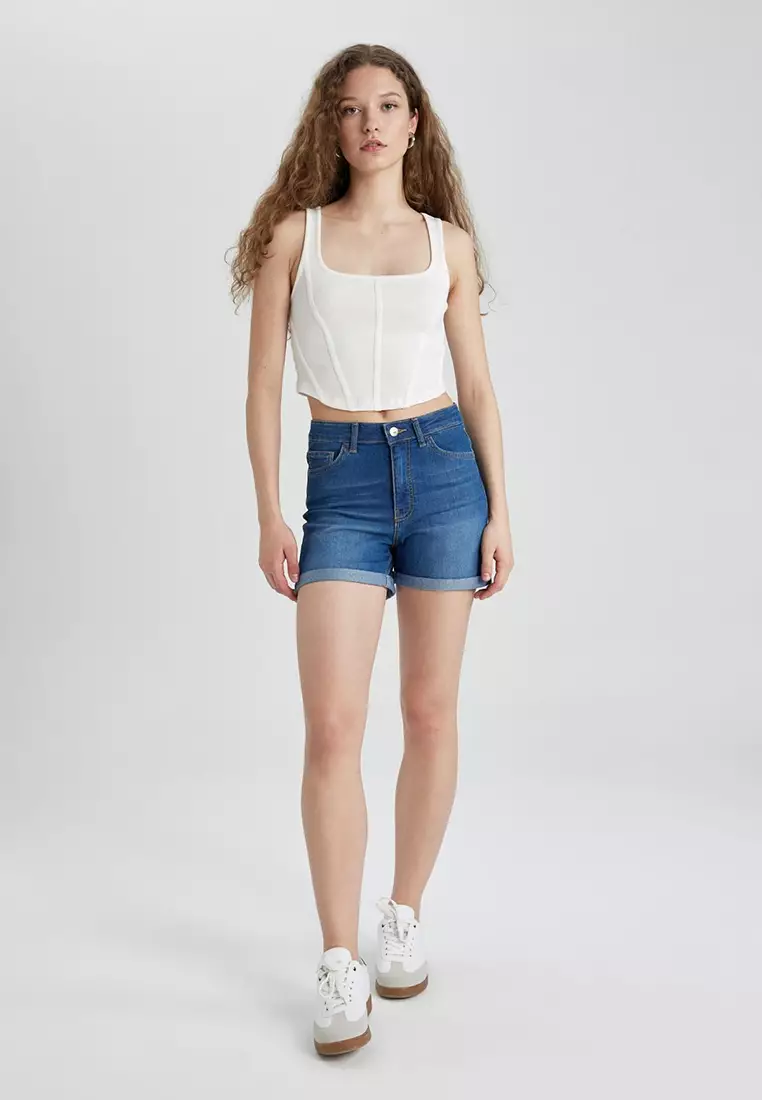 Roll Hem Denim Shorts
