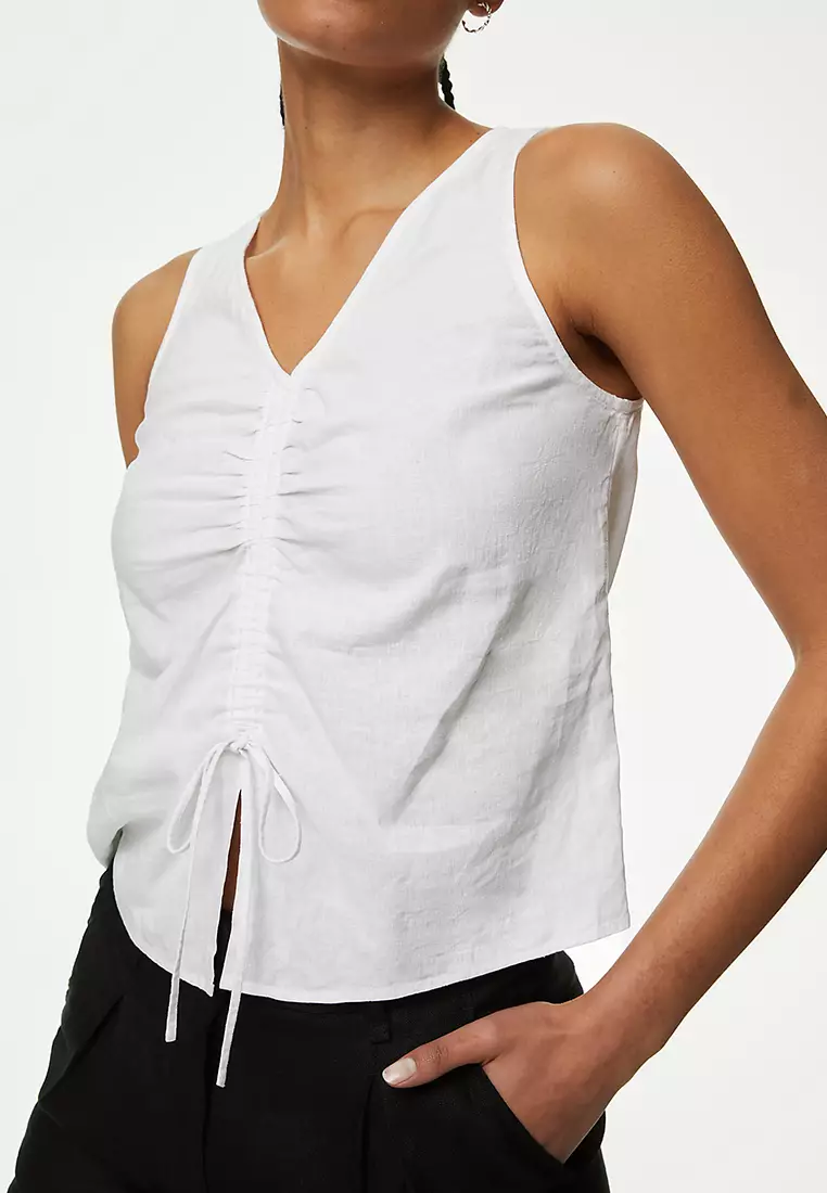 Ruched Front V-Neck Vest