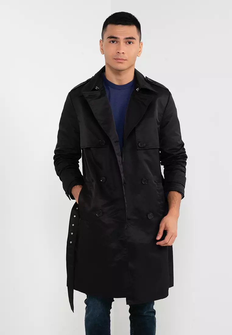 Calvin klein clearance black trench coat