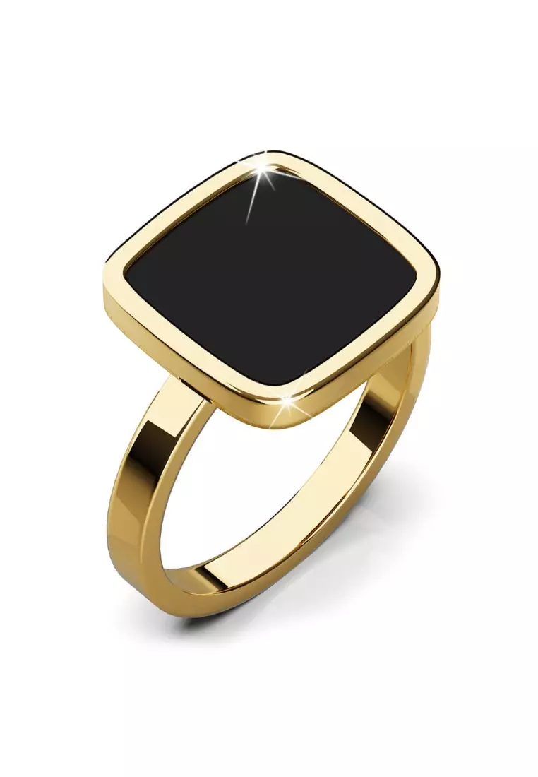 Gold ring black top