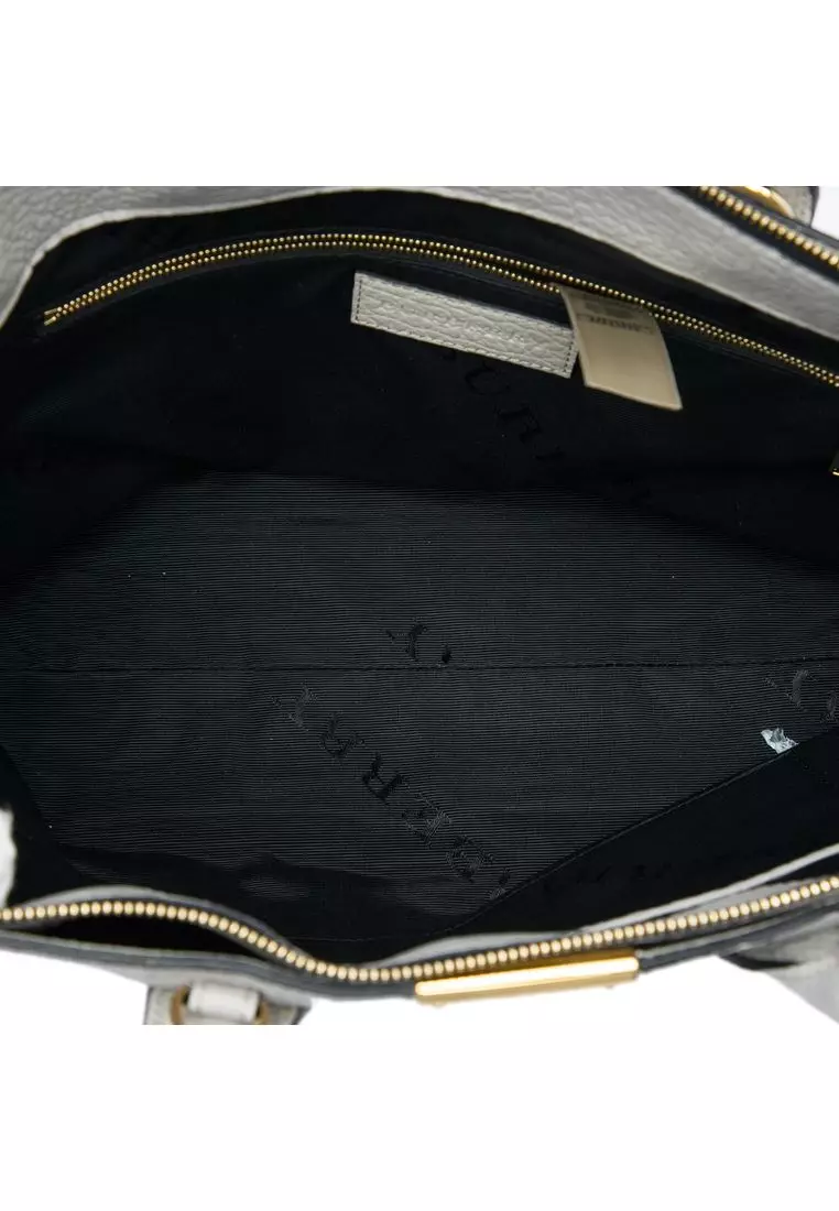 Pre-Loved Burberry Elephant Embossed Calfskin Check Dewsbury Satchel