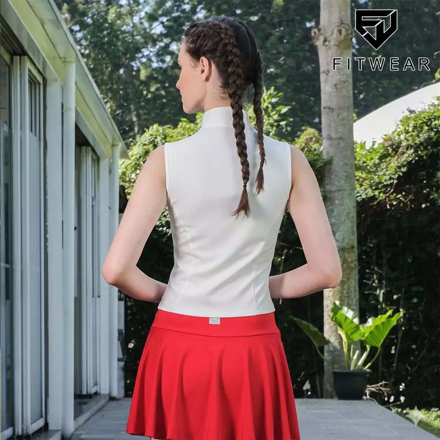 Fitwear Jaket Olahraga Padel Tenis Wanita ALIYAH SLIMFIT SLEEVELESS - WHITE