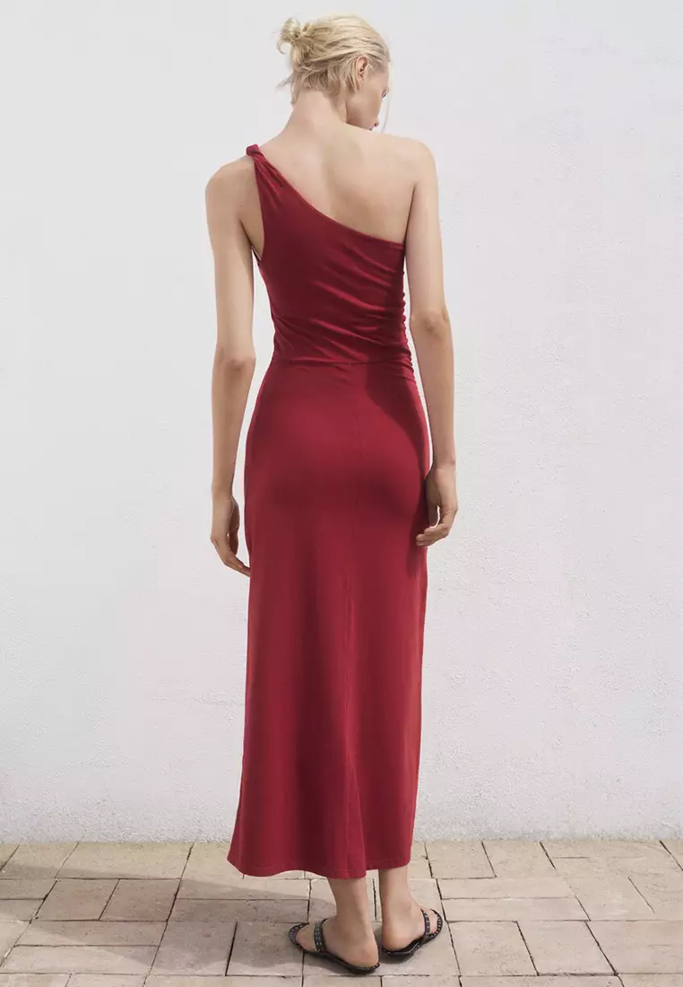 Asymmetrical Dress With Gathered Strap