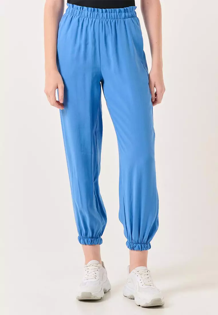 Jimmy Key Cobalt Elastic Waist Narrow Leg Casual Trousers