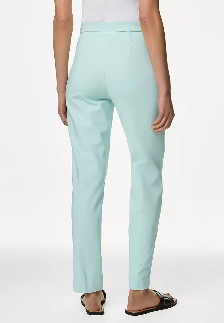 Cotton Blend Slim Fit Ankle Grazer Trousers