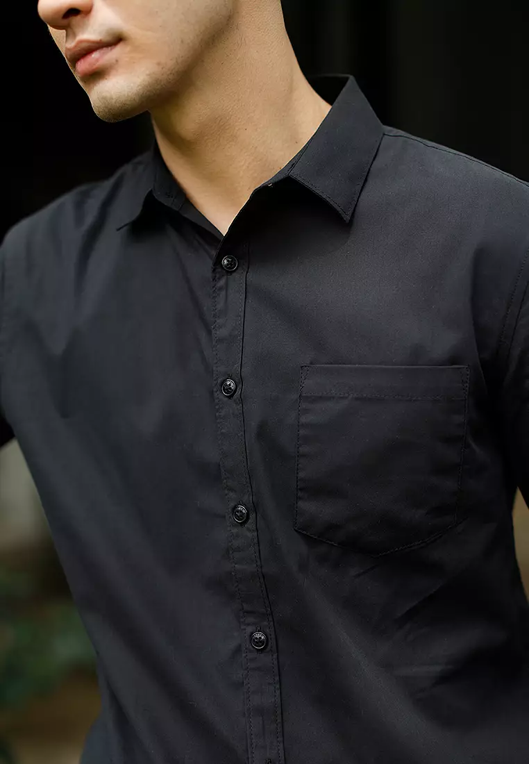 Oxcon Long Sleeve Business Shirt soft cotton Black