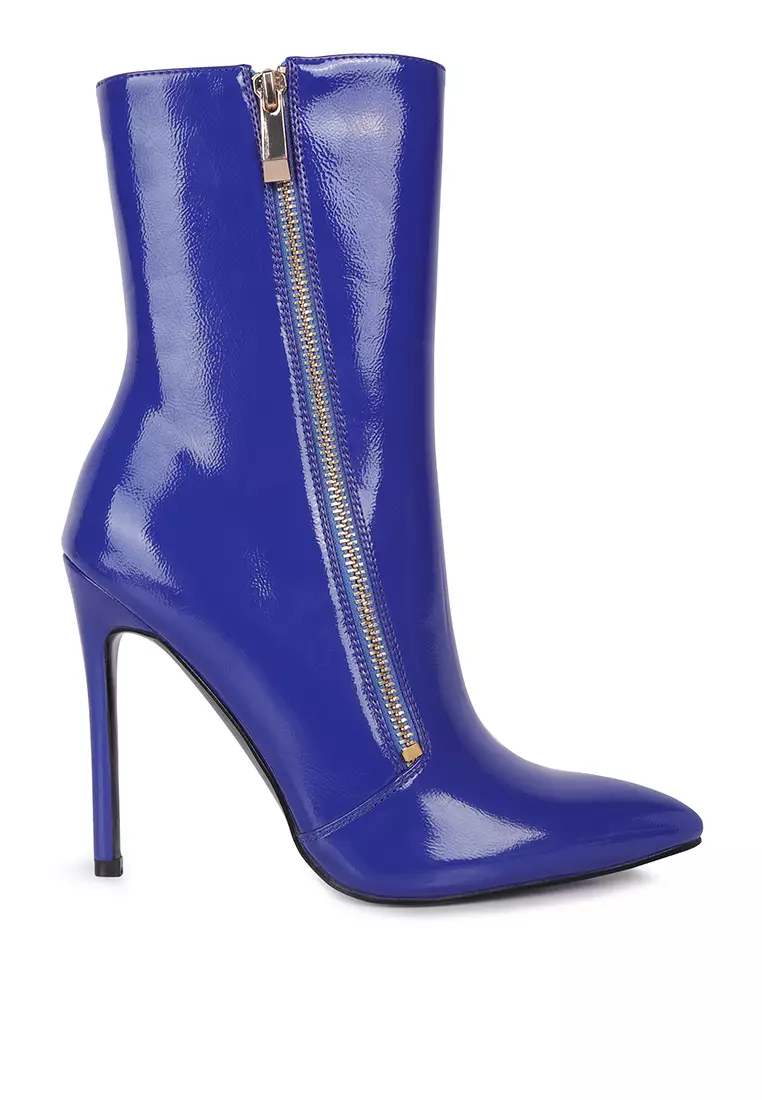 Discount on London Rag  shoes - SKU: Dark Blue Patent Pu High Heeled Ankle Boot