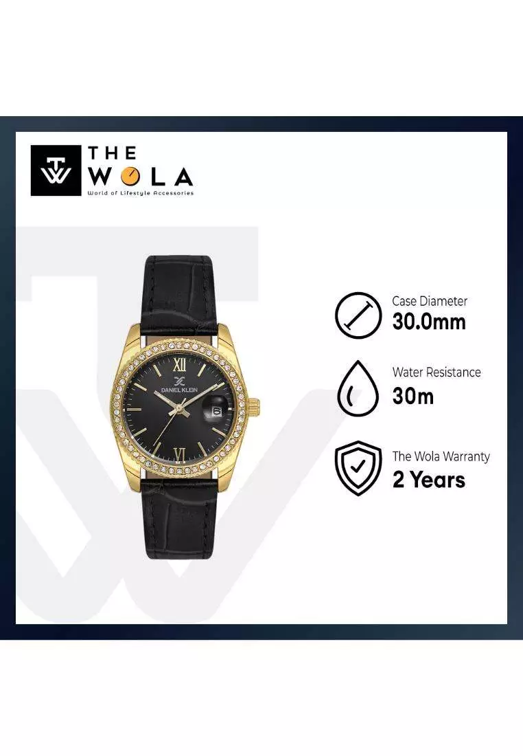 Premium Women's Analog Watch Black Genuine Leather DK.6.14030-2