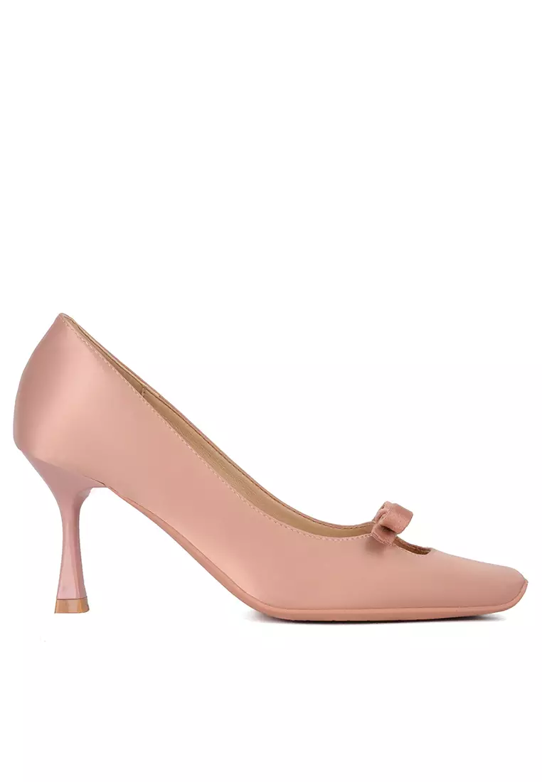Discount on Twenty Eight Shoes  shoes - SKU: 7CM Bow Knot Satin Spool Heel Pumps XJ3385-3