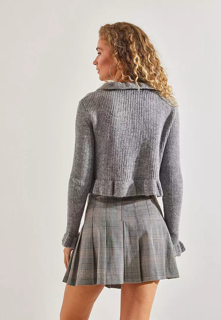 Women's Ruffled Openwork Knitwear Cardigan