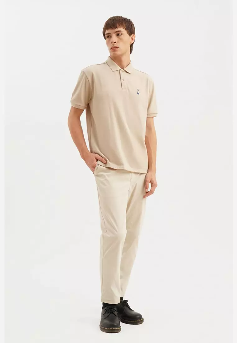 Relaxed Fit Polo With Crew Bear Patch Embroidery