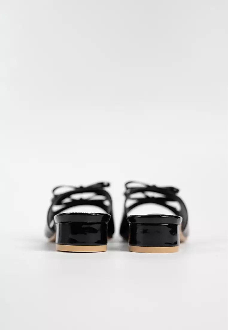 Valeria Glossy Ribbon Mules