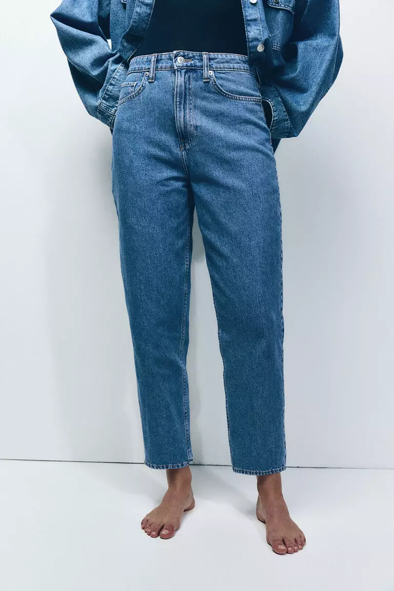 Jual H&M Mom Loose Fit Ultra High Ankle Jeans Original 2025