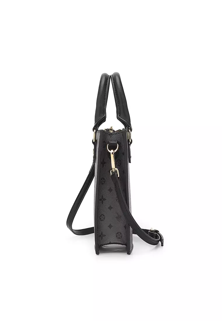 Women's Monogram Top Handle Bag / Sling Bag / Crossbody Bag (Tas Selempang / Tas Tangan) - Hitam