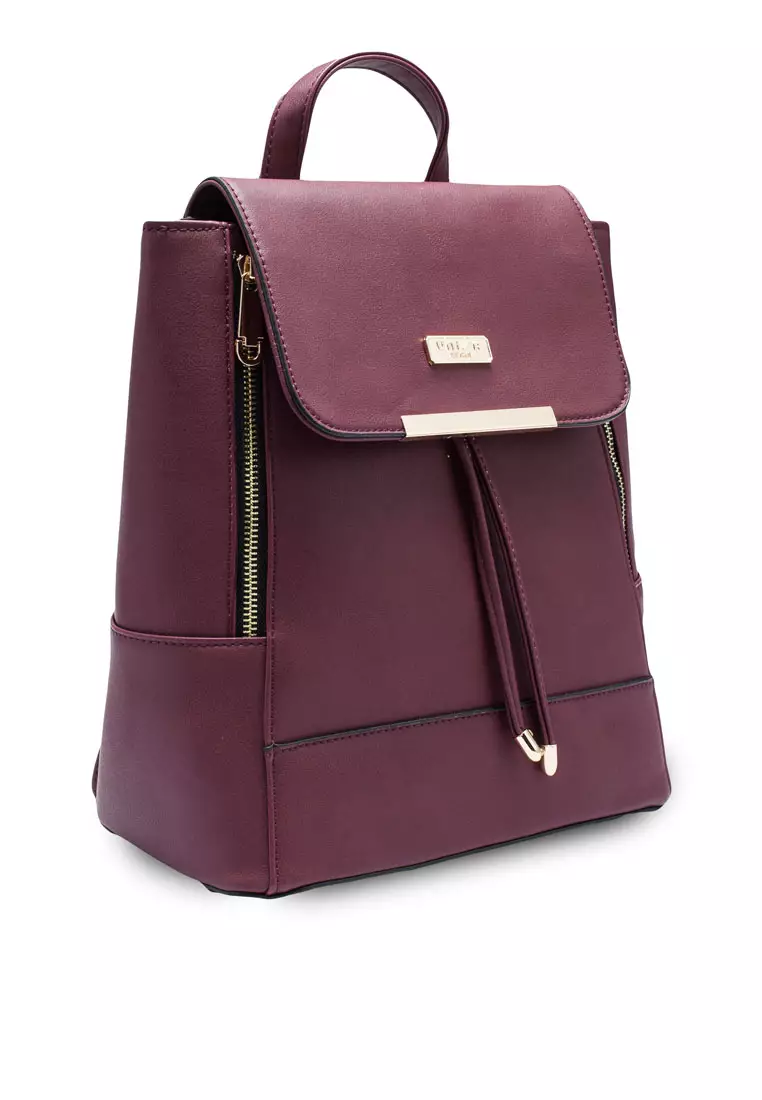 Faux Leather Backpack With Flap Over