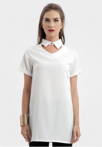MKY Collar Mini Dress in White