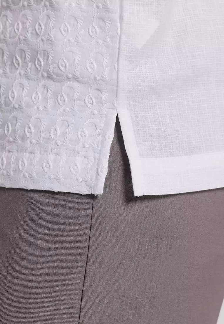 MOC Kemeja Koko Lengan Pendek Pria Hamza - White