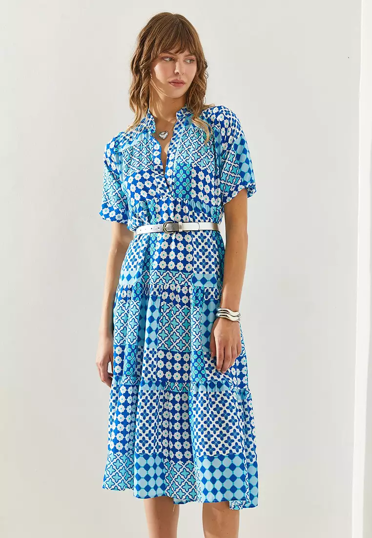 Patterned Midi Dress
