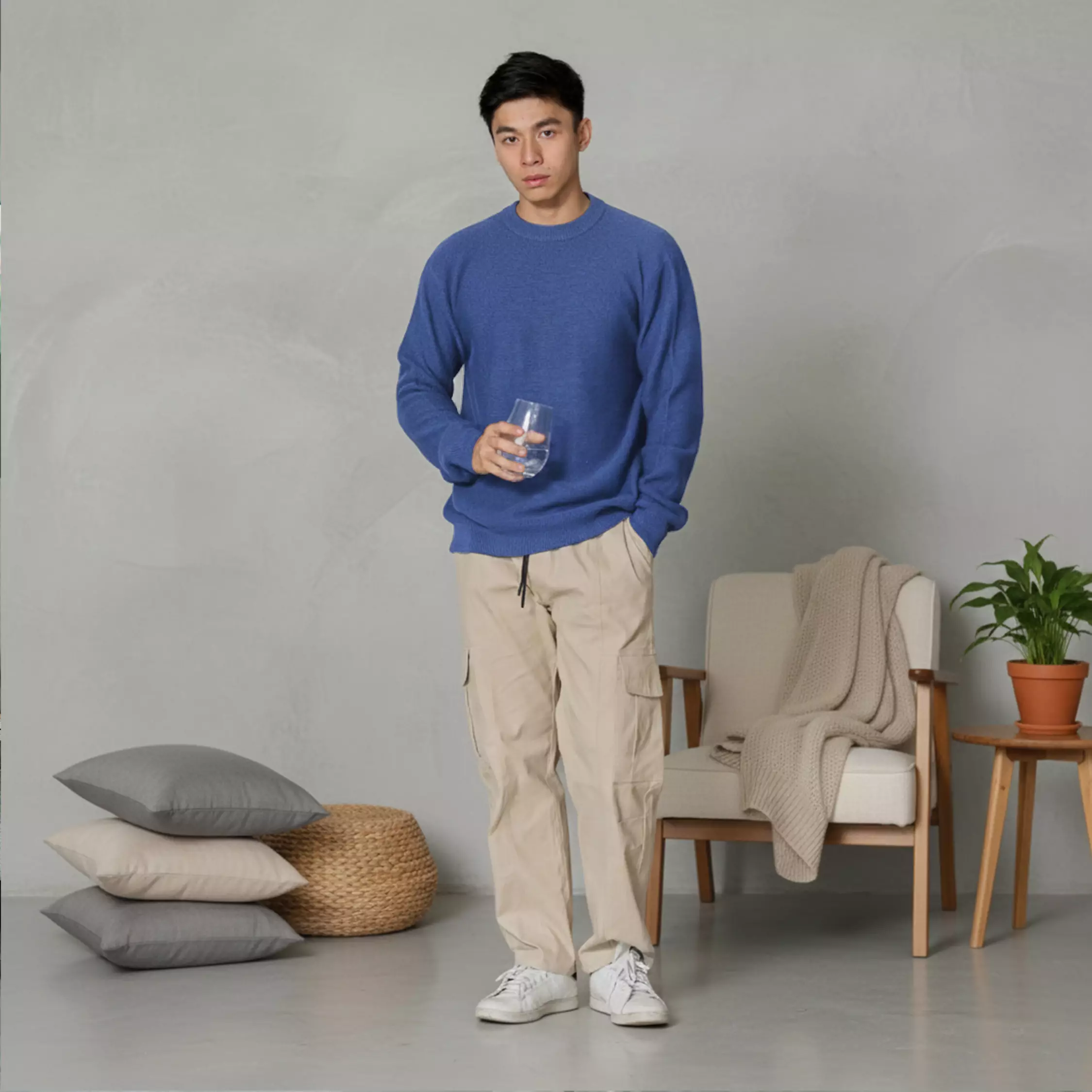 Kale Aiden Blue / Sweater Rajut Lengan Panjang