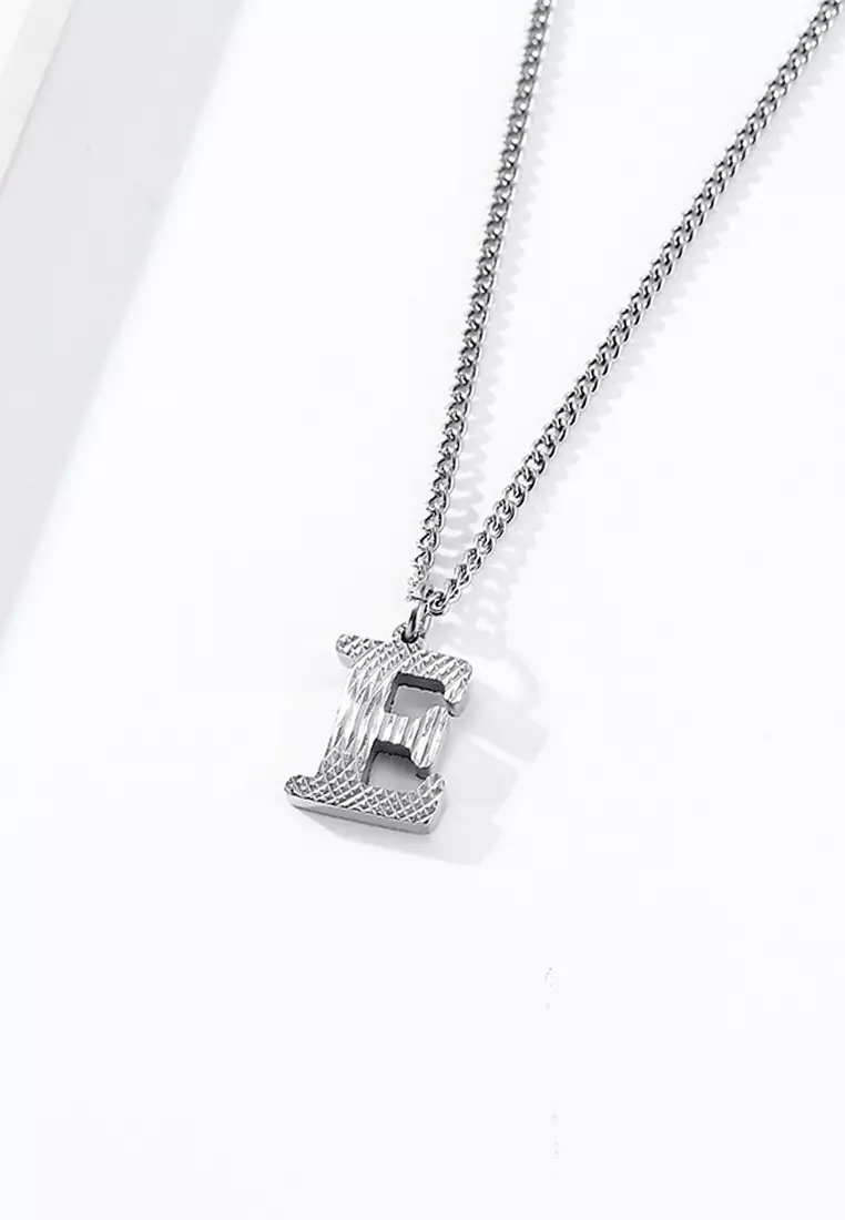 Unisex Design Titanium Steel Alphabet Pendant Necklace JW QF-DZ474