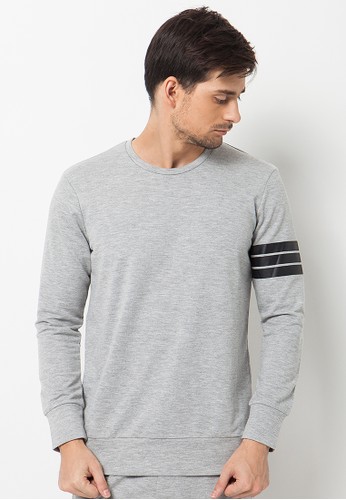 Stripe Sleeves Grey Sweatshirt