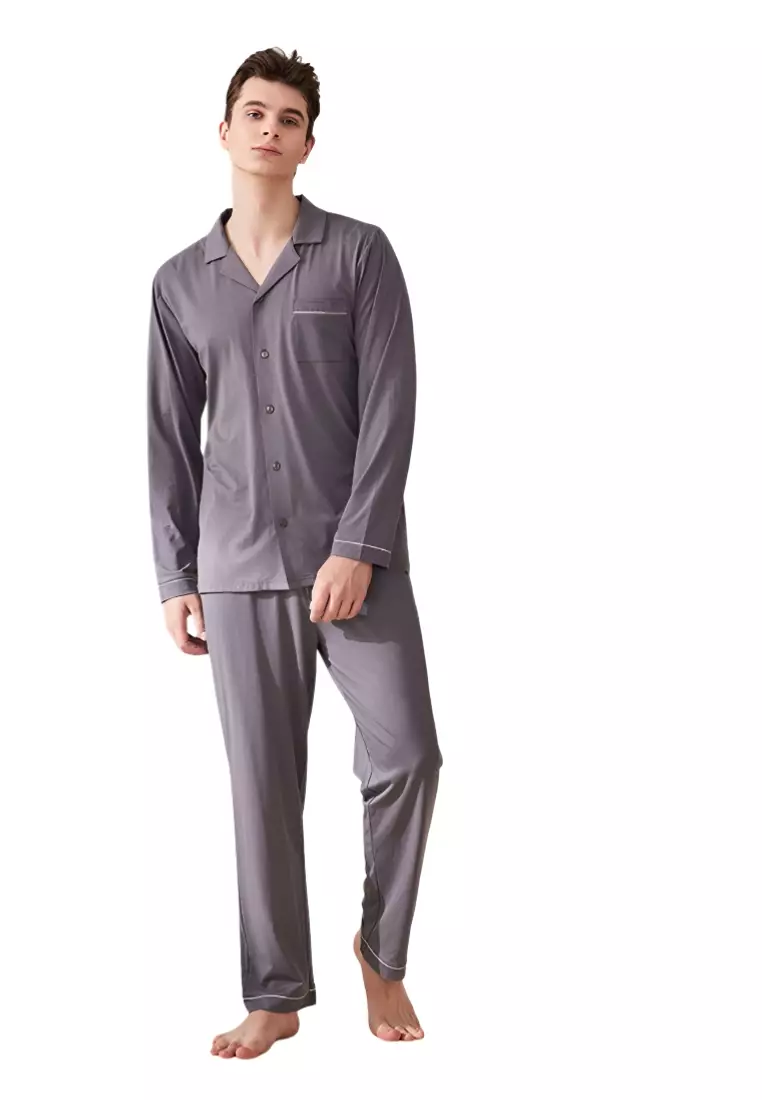 Buy SOEOES Solid Color Modal Casual Home Pajamas Set Online