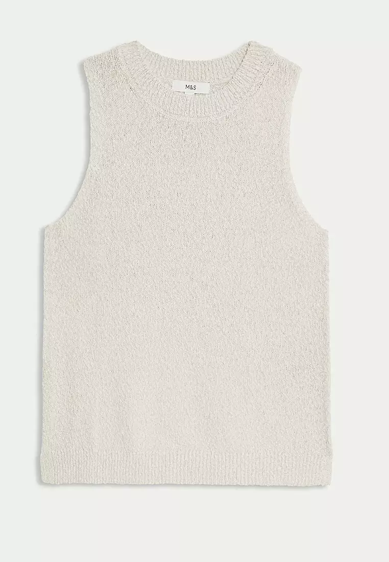 Cotton Rich Textured Knitted Vest