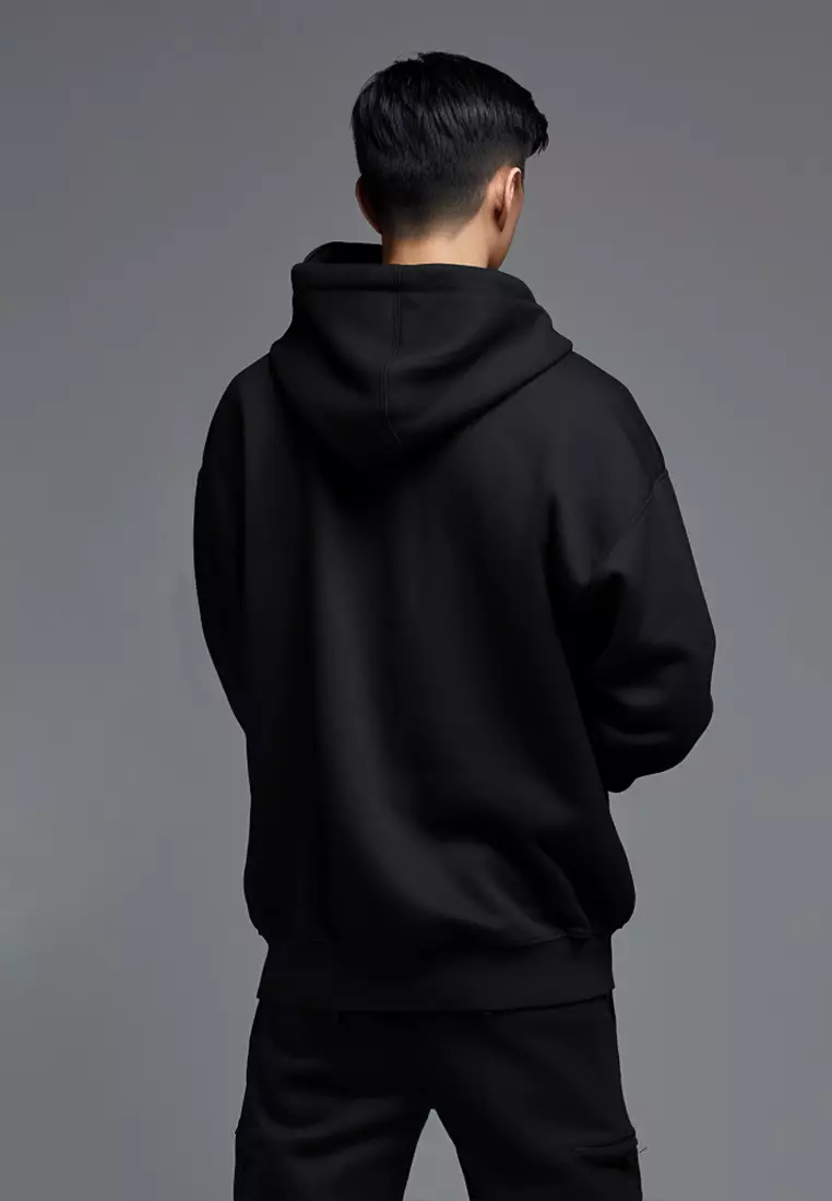 MTD97F  Hoodies Premium ScubaLux Anti Kusut Waterproof "Logoicon Outline" Hitam