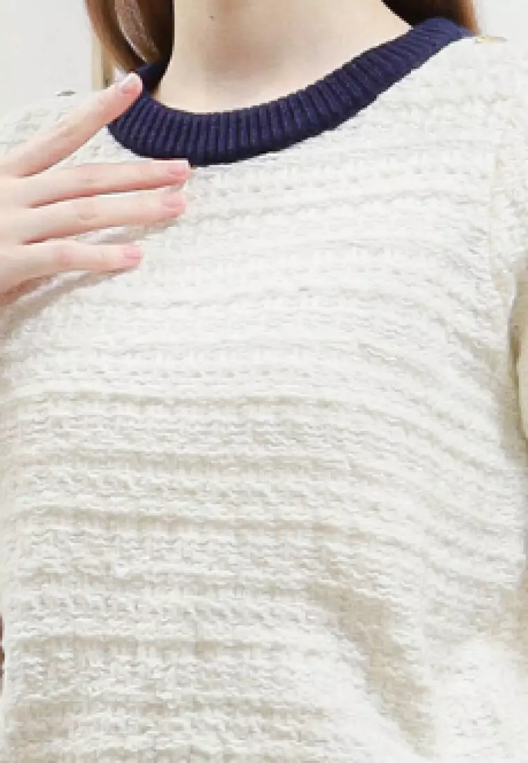 Trendy Button Shoulder Blouse in White