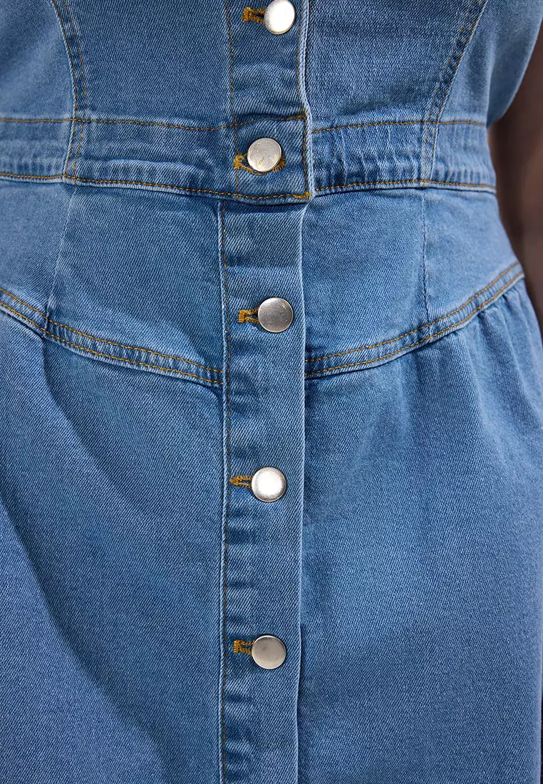 Light Blue Comfort Denim Plus Size Dress