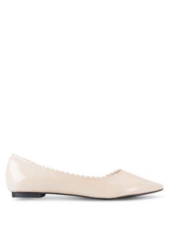 Caris Pointed Toe Flats with Scallop Edge