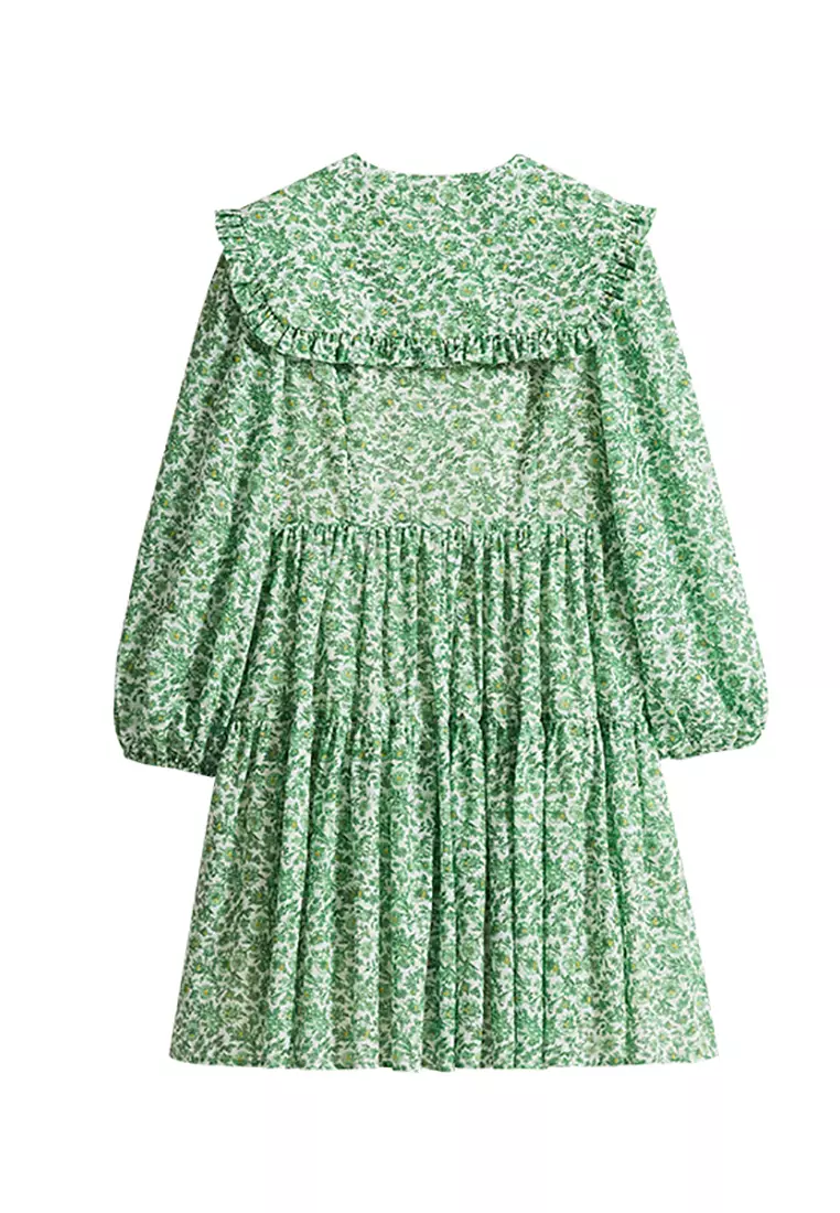 Long Sleeve Chiffon Collar Blouse with Front Ribbon Tie