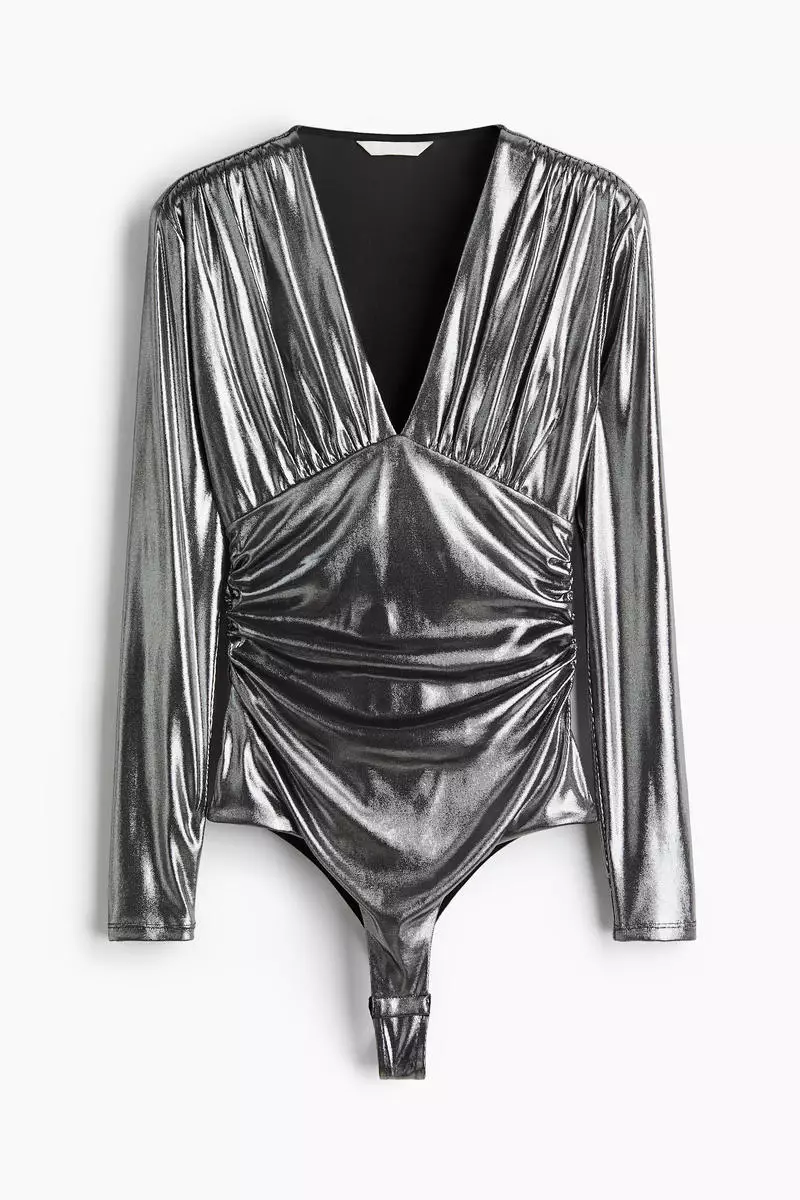 Draped V-neck thong body