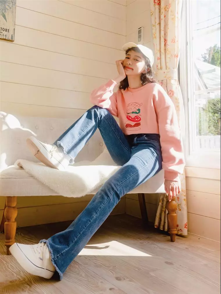 OBSTYLE PLUS+ Long Fiber Legs．High Waist Denim Bell-bottom Pants