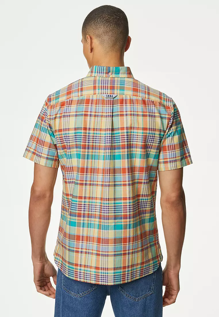Easy Iron Pure Cotton Check Oxford Shirt