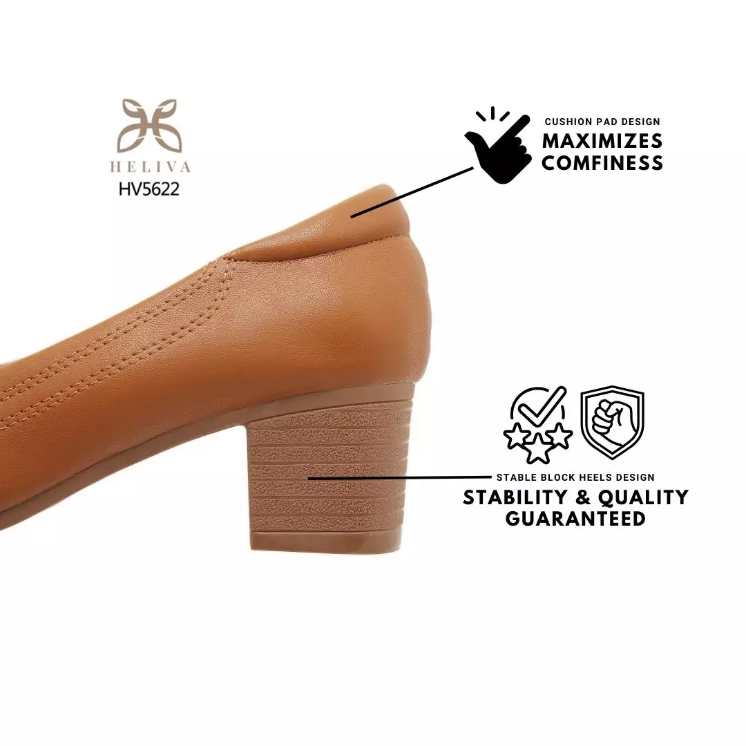 HELIVA SORINA – Elegant Round Toe Block Heels HV5622