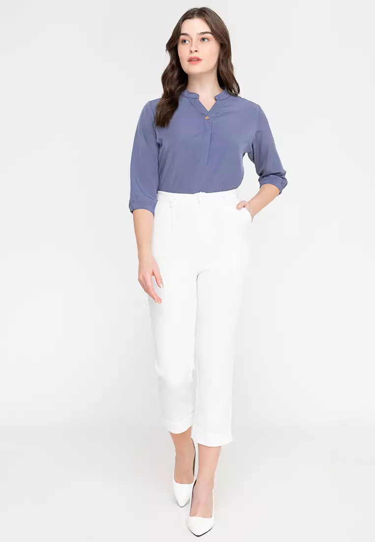 Lars Mandarin Collar 3/4 Sleeve Top