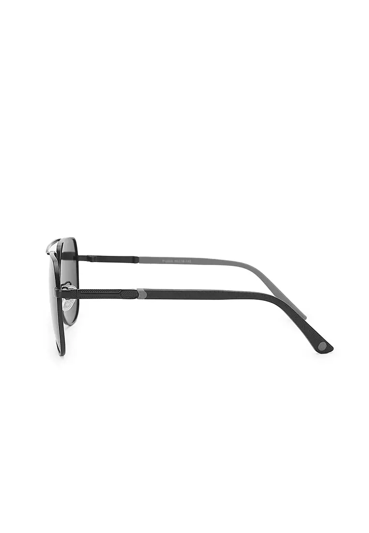 Unisex Stylish Polarized Aviator Sunglasses (Kacamata Hitam) - Hitam / Abu-Abu