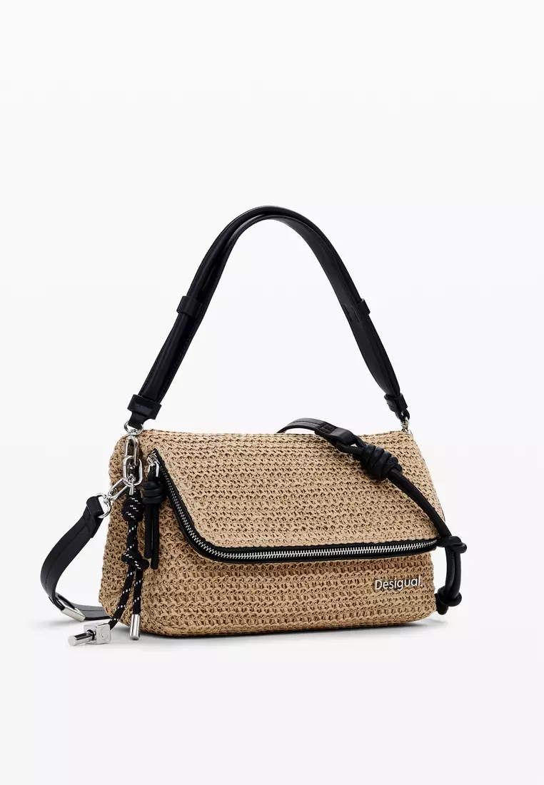 Desigual Borsa Raven Cambridge Mini 1001 RAW - Tracolla Donna Con Motivo Tropicale E Foglie Dipinte, Taglia Unica