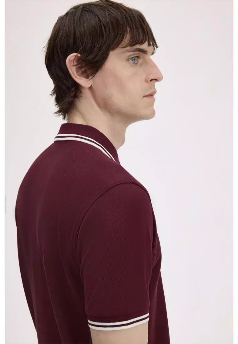 Fred Perry M3600 Twin Tipped Fred Perry Shirt (Oxblood / Ecru / Ecru)